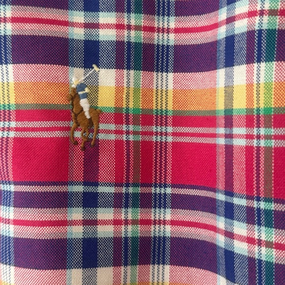 Polo Ralph Lauren Pink Colorful Plaid Men’s Button Up Shirt Pony Cotton M - Picture 3 of 5